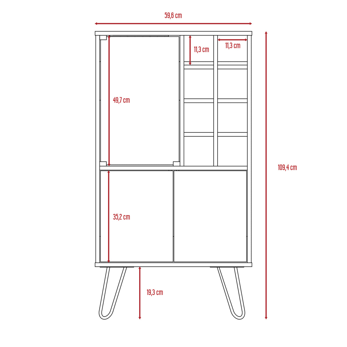 Bar Vassel Miel y Plomo 59.6x109.4cm con Dos Compartimientos con Tres Portacopas y con Ocho Portabotellas - Bares | Bylmo