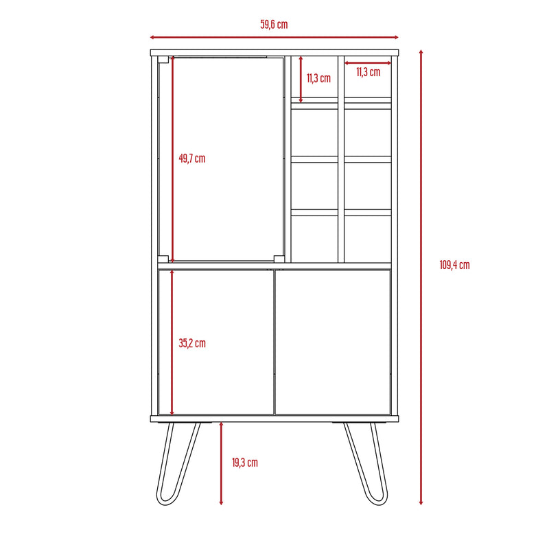 Bar Vassel Miel y Plomo 59 cm con Puerta de Vidrio