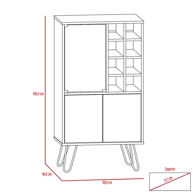 Bar Vassel Miel y Plomo 59 cm con Puerta de Vidrio