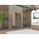 Bar Vassel Miel y Plomo 59.6x109.4cm con Dos Compartimientos con Tres Portacopas y con Ocho Portabotellas - Bares | Bylmo