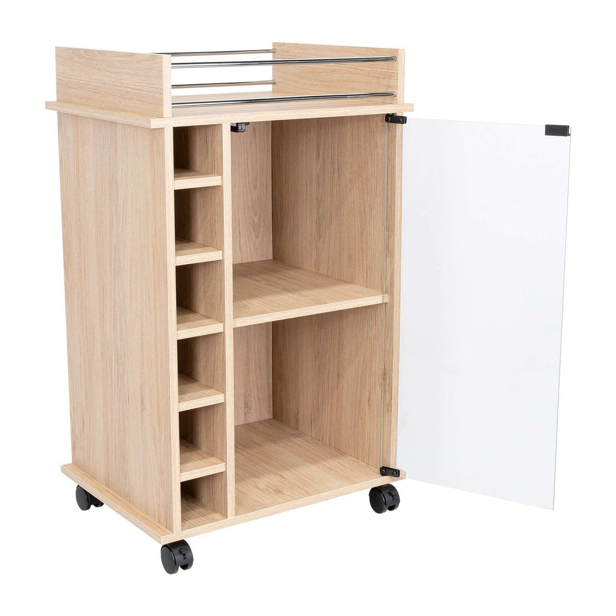 Bar Dukat Rovere 55x89cm con Seis Porta Botellas y con Rodachones - Bares | Bylmo