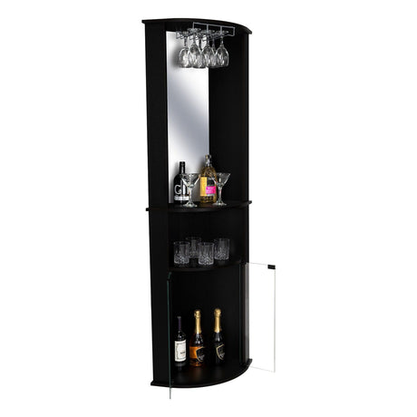 Bar Esquinero Chicago Wengue 190 cm con Colgadero de Copas y Almacenamiento - Bares | Bylmo