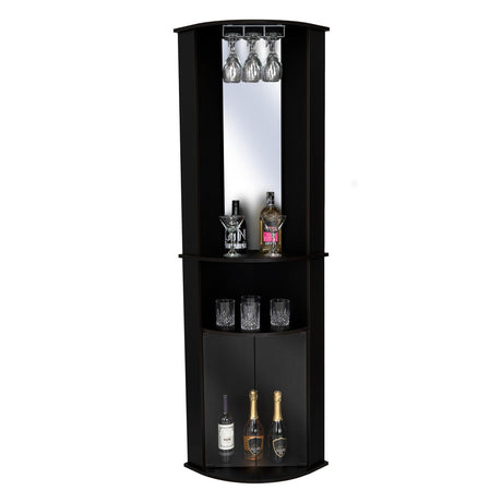 Bar Esquinero Chicago Wengue 190 cm con Colgadero de Copas y Almacenamiento - Bares | Bylmo