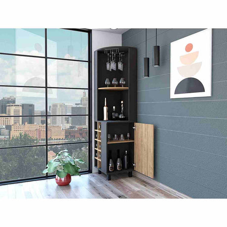Bar Esquinero Kaia Wengue 45x180cm con Un Cajón y con Diez Portabotellas - Bares | Bylmo