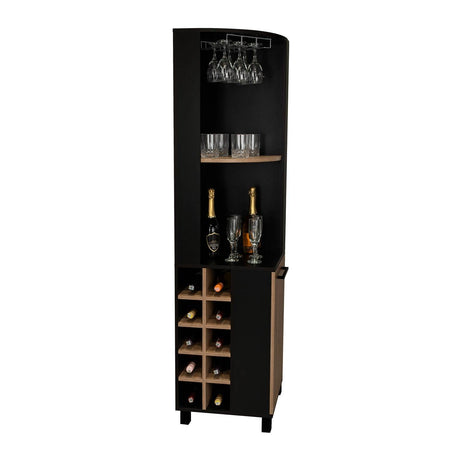 Bar Esquinero Kaia Wengue 45x180cm con Un Cajón y con Diez Portabotellas - Bares | Bylmo