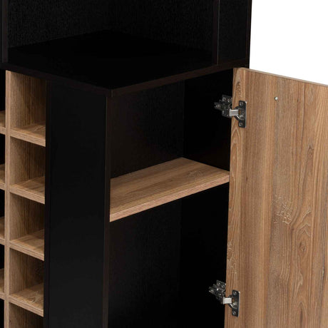 Bar Esquinero Kaia Wengue 45x180cm con Un Cajón y con Diez Portabotellas - Bares | Bylmo