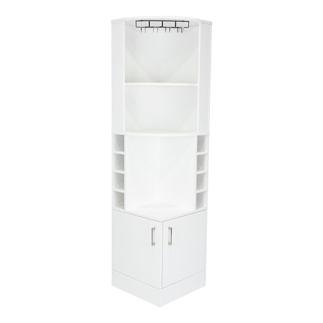 Bar Esquinero Esquinero Syrah Blanco 46.9x180.6cm con Un Cajón y con Ocho Portabotellas - Bares | Bylmo