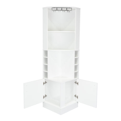 Bar Esquinero Esquinero Syrah Blanco 46.9x180.6cm con Un Cajón y con Ocho Portabotellas - Bares | Bylmo