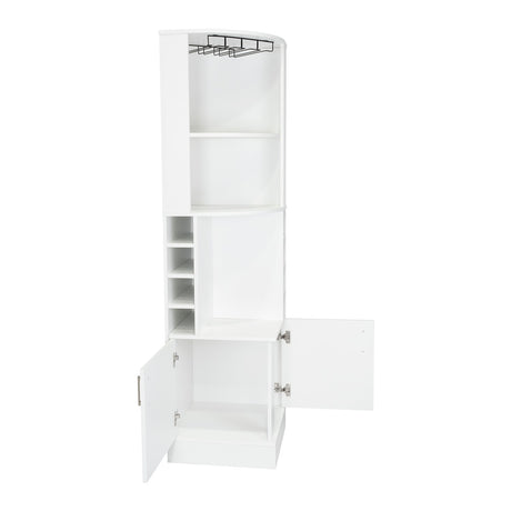 Bar Esquinero Esquinero Syrah Blanco 46.9x180.6cm con Un Cajón y con Ocho Portabotellas - Bares | Bylmo