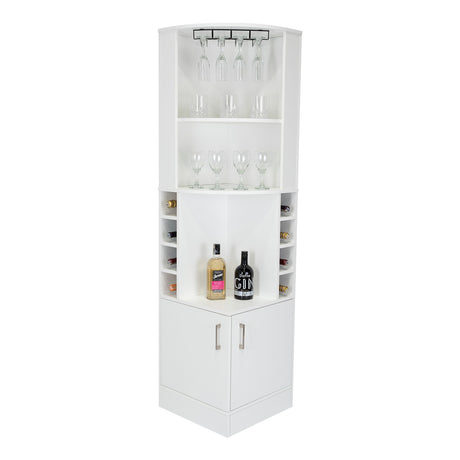 Bar Esquinero Esquinero Syrah Blanco 46.9x180.6cm con Un Cajón y con Ocho Portabotellas - Bares | Bylmo