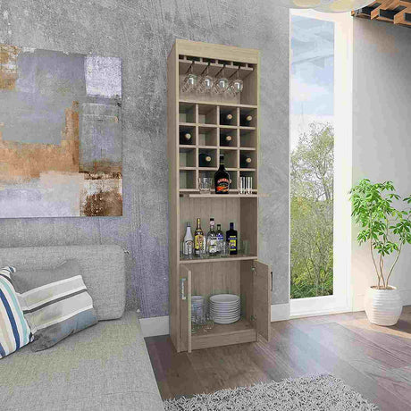 Bar Kava Rovere 51x180cm con Un Cajón y con Dieciséis Portabotellas - Bares | Bylmo