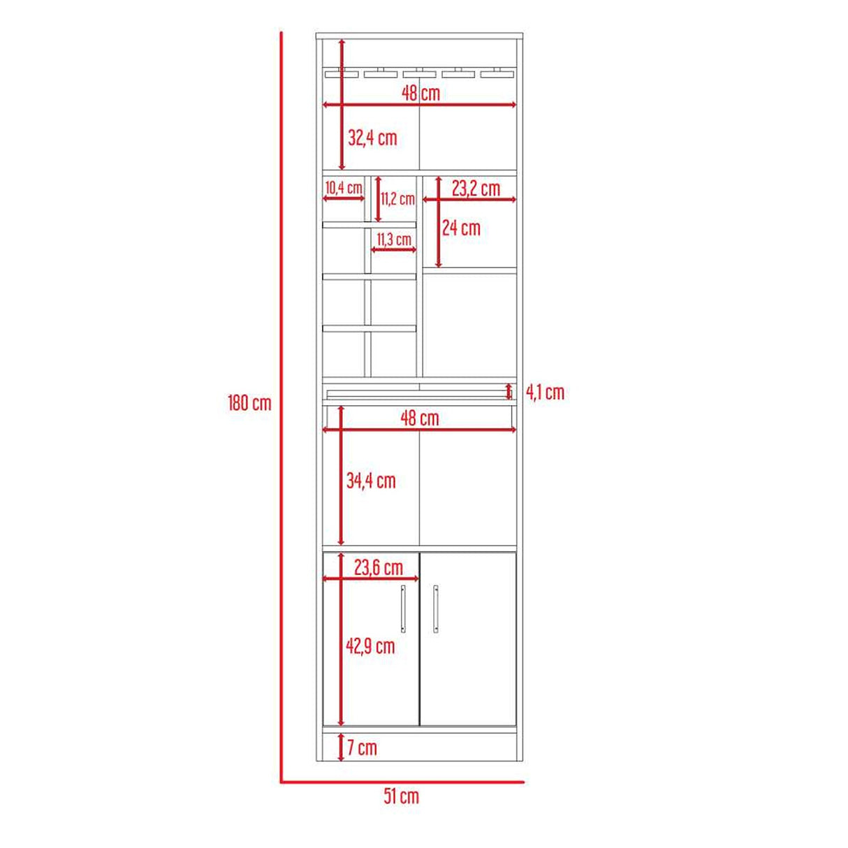 Bar Syrah Rovere 51x180cm con Un Cajón y con Ocho Portabotellas - Bares | Bylmo