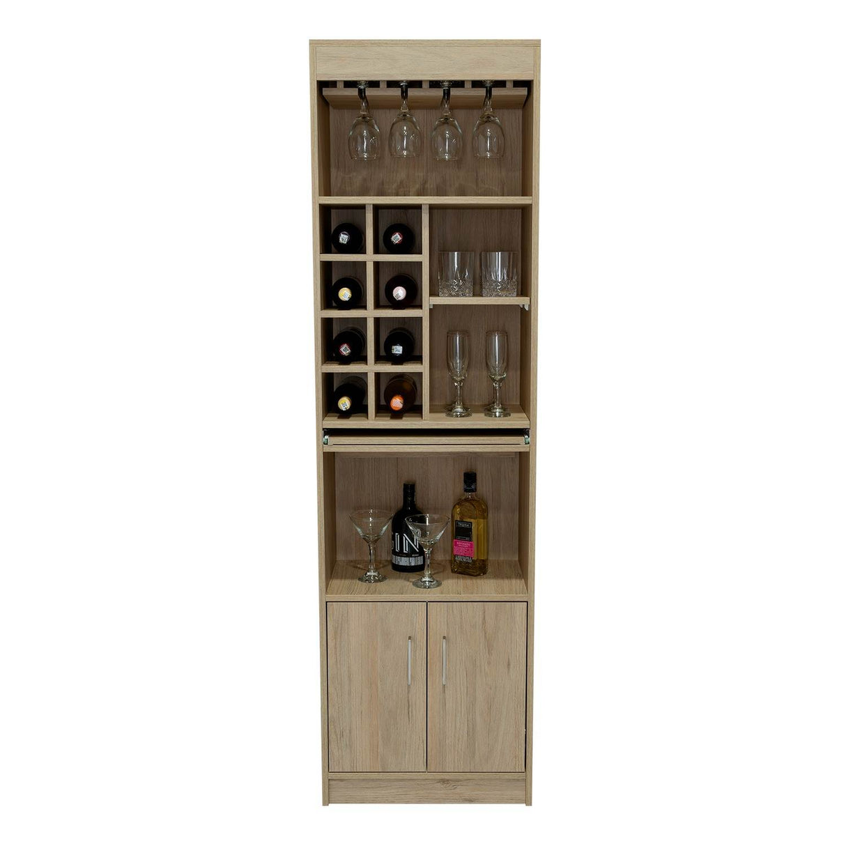 Bar Syrah Rovere 51x180cm con Un Cajón y con Ocho Portabotellas - Bares | Bylmo