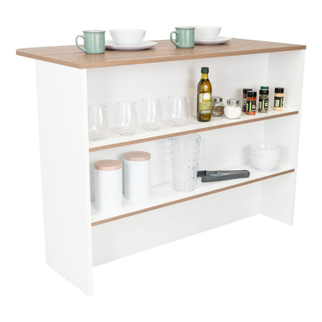 Barra de Cocina Blanco Blanco 120x90cm con Dos Entrepaños y con Dos Comportamientos - Muebles Organizadores | Bylmo