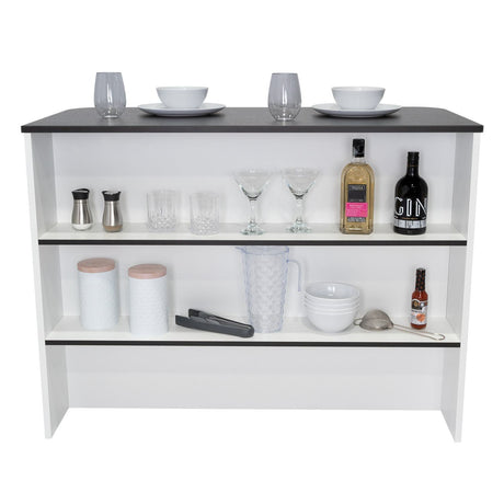 Barra de Cocina Fendi Blanco y Wengue 120x90cm con Dos Entrepaños y con Dos Comportamientos - Muebles Organizadores | Bylmo