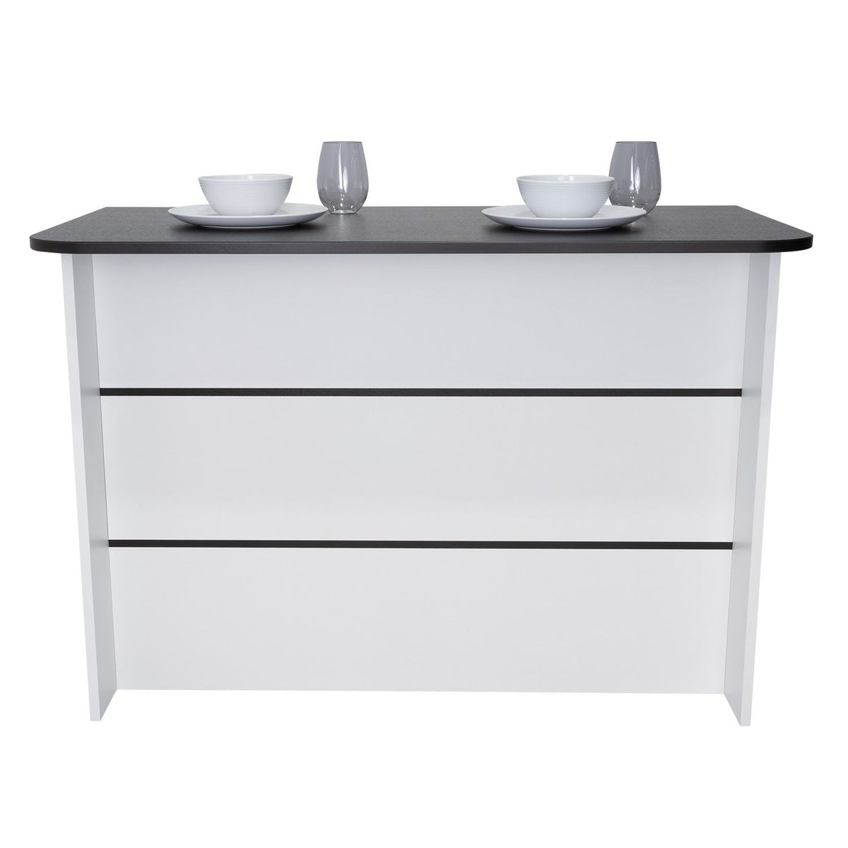 Barra de Cocina Fendi Blanco y Wengue 120x90cm con Dos Entrepaños y con Dos Comportamientos - Muebles Organizadores | Bylmo