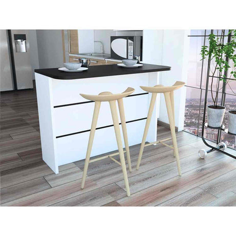 Barra de Cocina Fendi Blanco y Wengue 120x90cm con Dos Entrepaños y con Dos Comportamientos - Muebles Organizadores | Bylmo