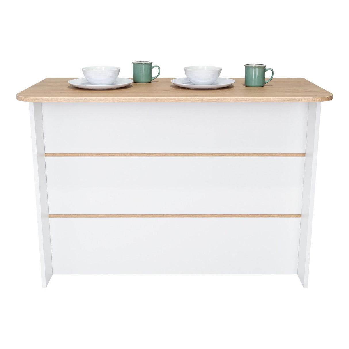 Mueble Auxiliar de Cocina Fendi Rovere y Blanco 120x90cm con Dos Entrepaños y Tres Compartimientos - Barras y Muebles Auxiliares | Bylmo