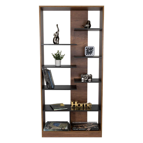 Biblioteca Classic Vedra Wengue y Caramelo 80x170cm con Dos Compartimientos - Bibliotecas | Bylmo