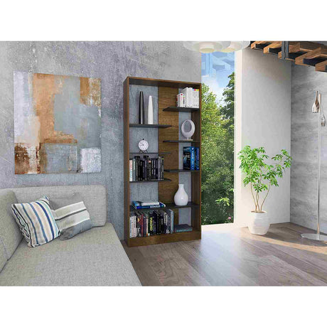 Biblioteca Classic Vedra Wengue y Caramelo 80x170cm con Dos Compartimientos - Bibliotecas | Bylmo