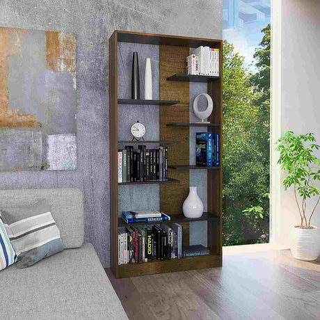 Biblioteca Classic Vedra Wengue y Caramelo 80x170cm con Dos Compartimientos - Bibliotecas | Bylmo