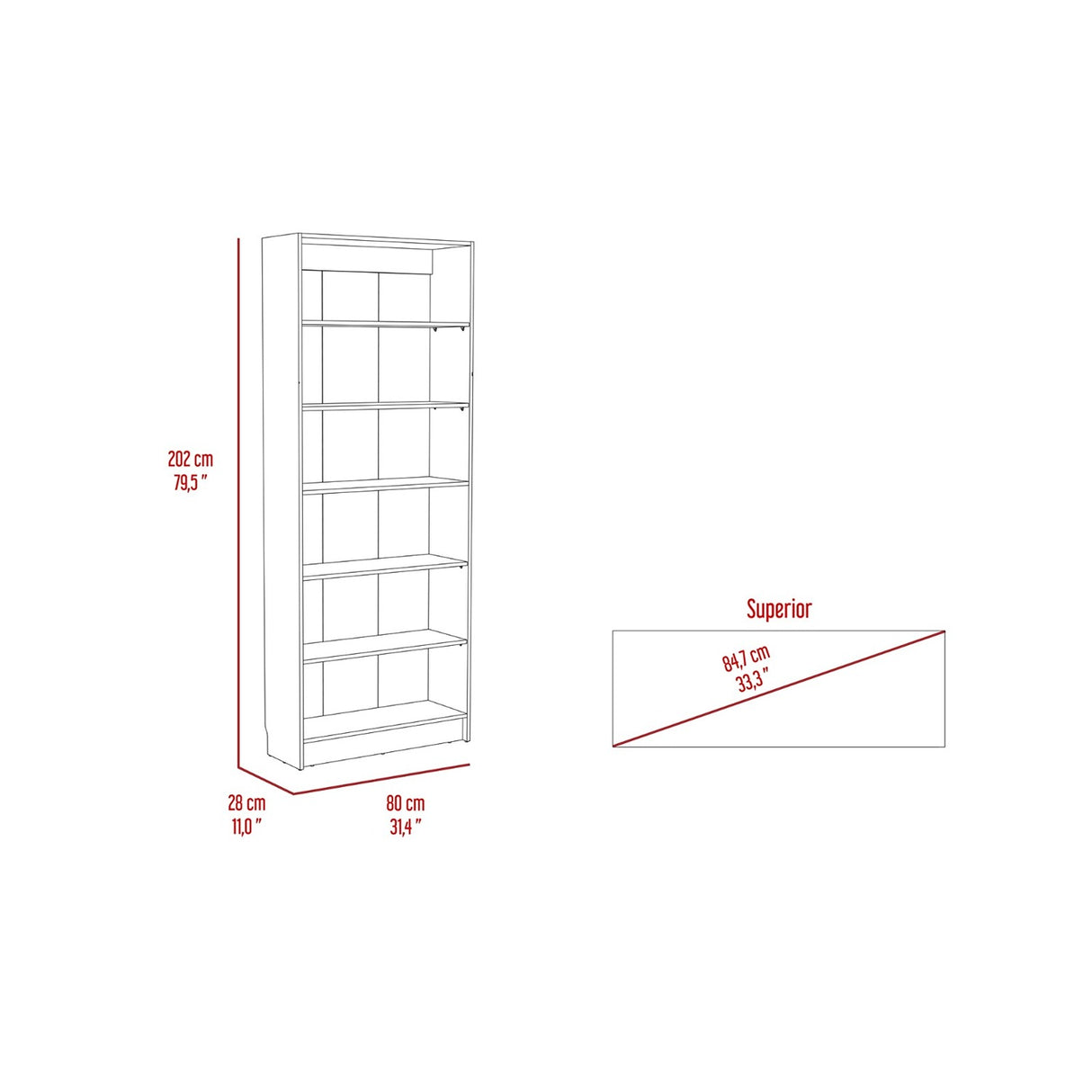 Biblioteca Dalia Wengue 80 cm con Entrepaños - Bibliotecas y Estanterías | Bylmo