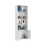 Biblioteca Lisa Blanco 63x180cm con Cuatro Compartimientos y con Un Cajón