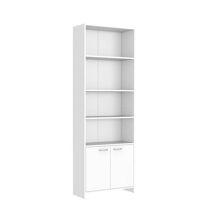 Biblioteca Lisa Blanco 63x180cm con Cuatro Compartimientos y con Un Cajón