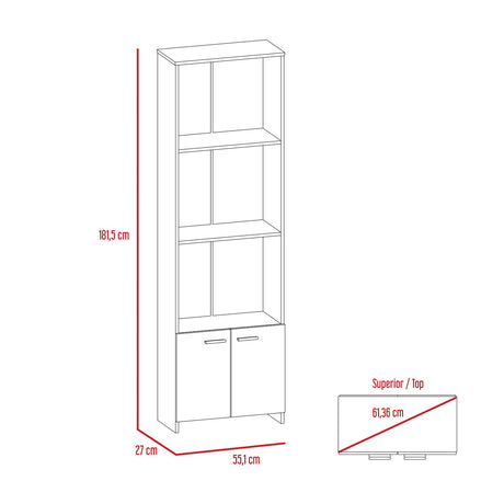 Biblioteca Lisa Easy Duna 55.1x181.5cm con Tres Compartimientos y con Un Cajón - Bibliotecas | Bylmo