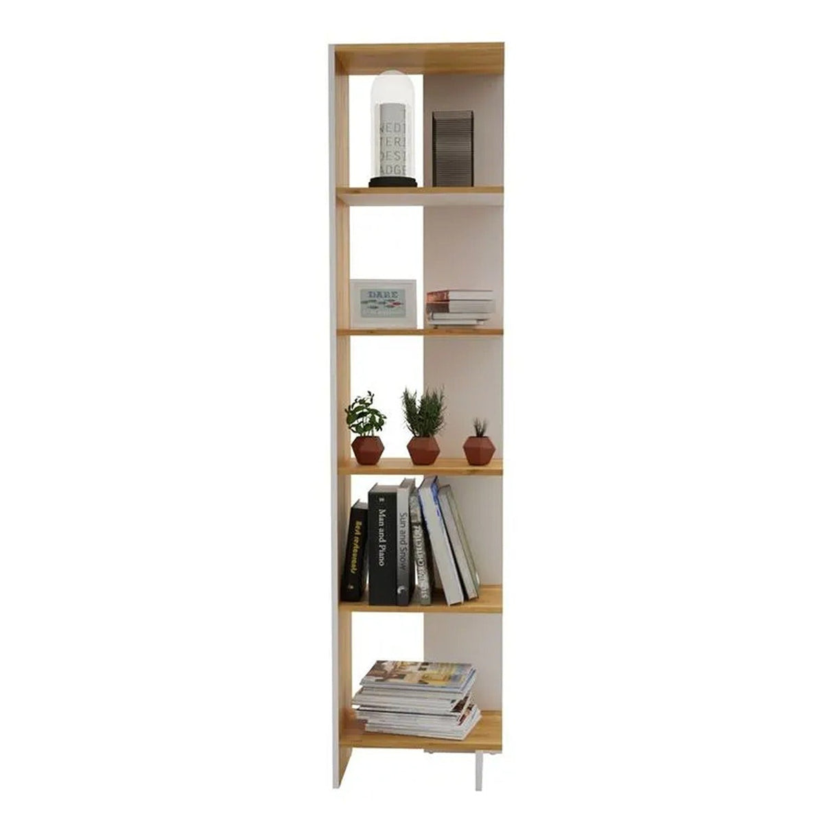 Biblioteca Ragnar Blanco 41.5x179.4cm con Cinco Compartimientos