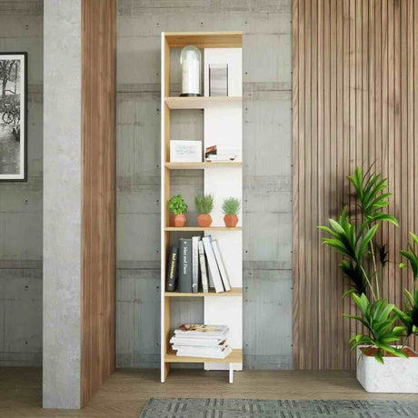 Biblioteca Ragnar Blanco 41.5x179.4cm con Cinco Compartimientos - Bibliotecas | Bylmo