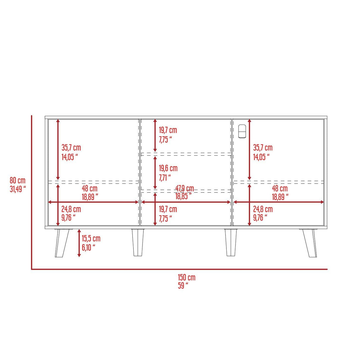 Bifé Funes Taupe 150 cm con Una Puerta Push to Open - Bifes y Arrimos | Bylmo