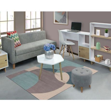 Combo Sofá Baúl Chaise Long Gris 163 cm con Puff, Mesa de Centro, Escritorio y Silla - Combos Sala | Bylmo