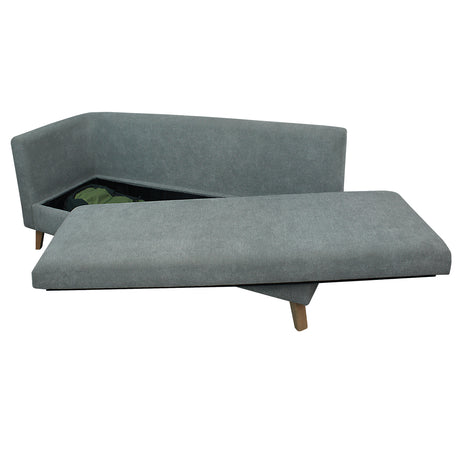 Combo Sofá Baúl Chaise Long Gris 163 cm con Puff, Mesa de Centro, Escritorio y Silla - Combos Sala | Bylmo