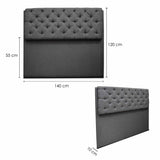 Cabecero Dreamer Gris 140x120cm Abullonado para Cama Doble