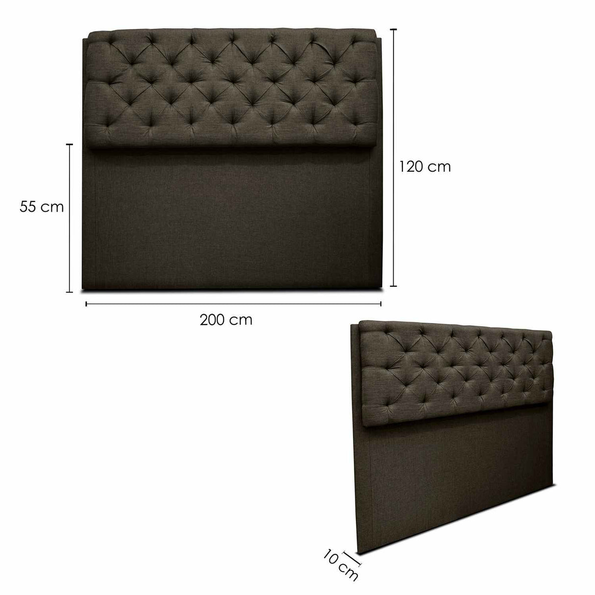Cabecero Dreamer Café 200x120cm Abullonado para Cama King