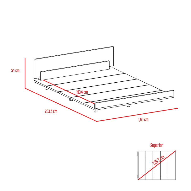 Cama Kaia 160 cm Rovere para Colchón Doble 140 cm