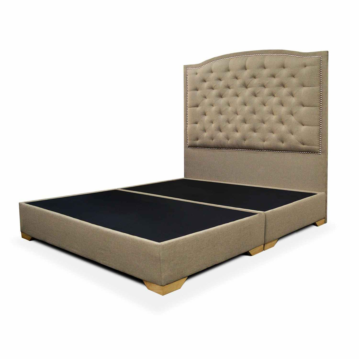 Base Cama Lawrence Camel 160x30cm para Colchón Queen 160 X 190 Cm con Cabecero