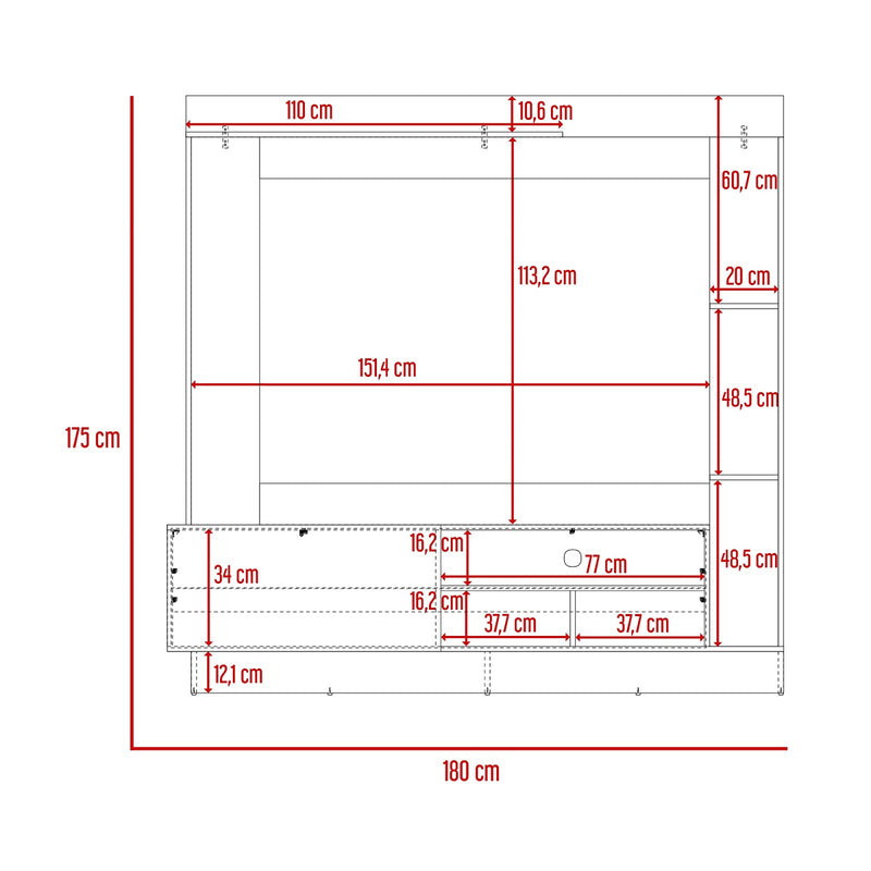 Centro de Entretenimiento Doha Taupe 180 cm con Una Puerta