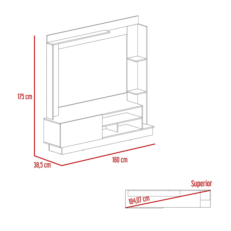 Centro de Entretenimiento Doha Taupe 180 cm con Una Puerta