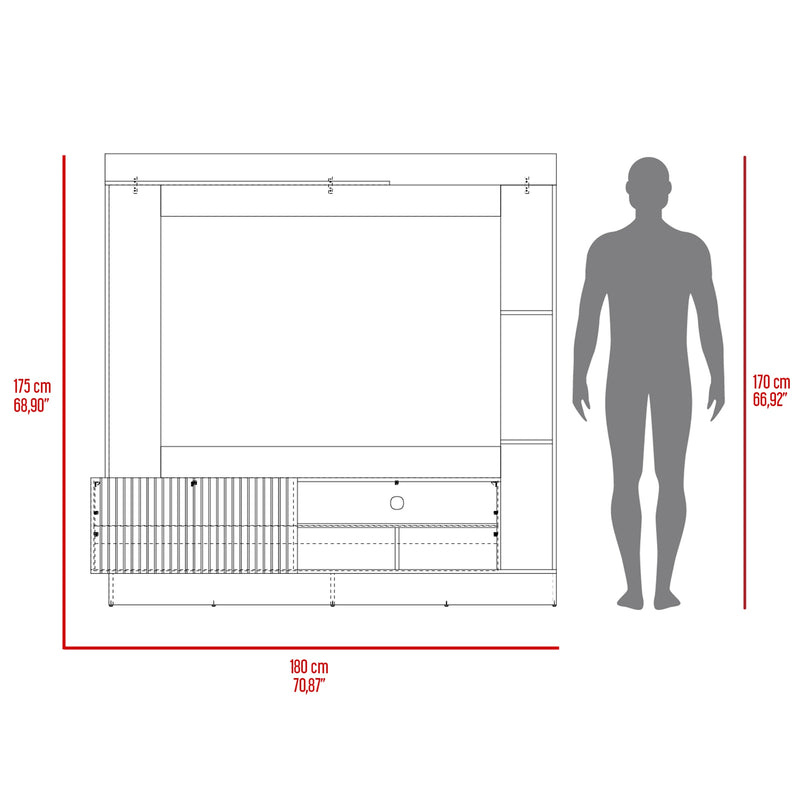 Centro de Entretenimiento Doha Taupe 180 cm con Una Puerta