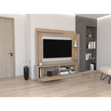 Centro de Entretenimiento Doha Taupe 180x180cm Para TV Hasta 60 Pulgadas con Un Cajón y con Ranuras para Cables - Muebles de TV | Bylmo