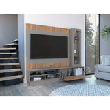Centro de Entretenimiento Yakarta Taupe 200x180cm Para TV Hasta 70 Pulgadas con Un Cajón y con Ranuras para Cables - Muebles de TV | Bylmo