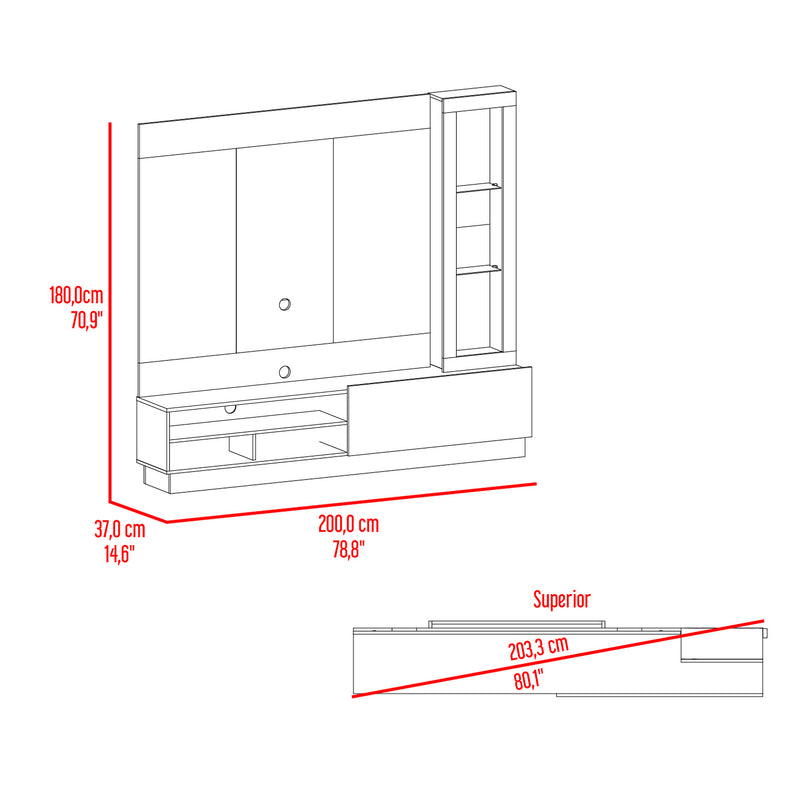 Centro de Entretenimiento Yakarta Taupe 200 cm para TV de 70 Pulgadas