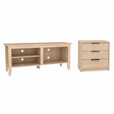 Combo Rack de TV Essential Rovere y Cómoda Kaia Rovere y Blanco