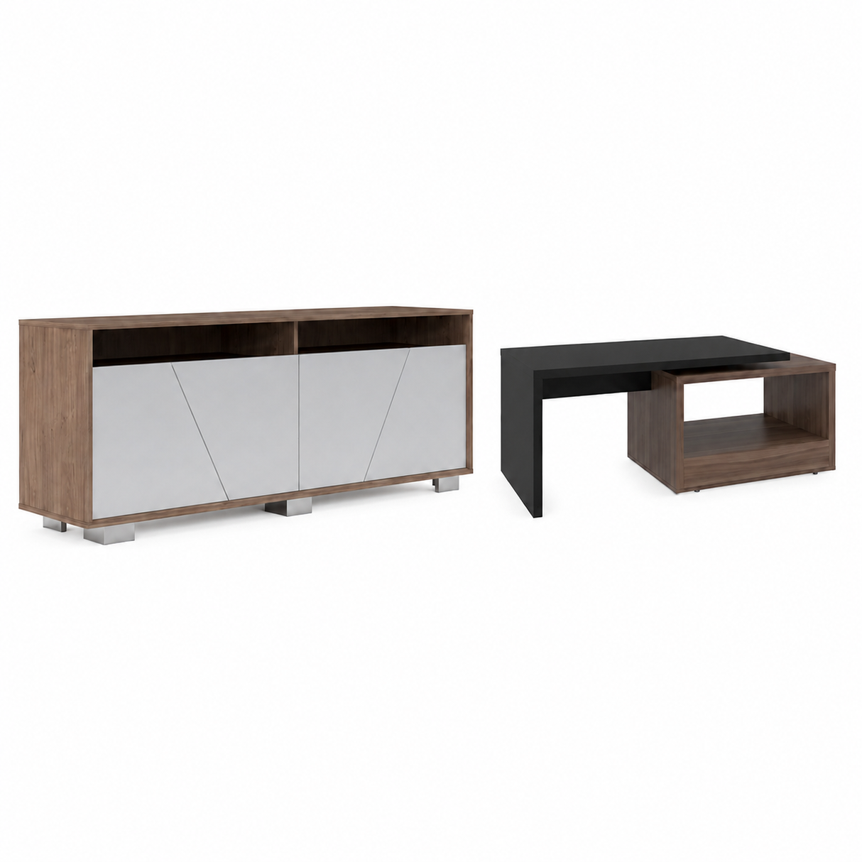 Combo Rack de TV Fracktal Miel y Mesa de Centro Kaia Wengue