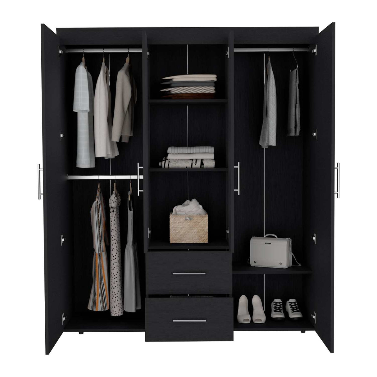 Closet Bariloche Eco Wengue 150 cm con Cuatro Puertas Y Dos Cajones - Closets | Bylmo