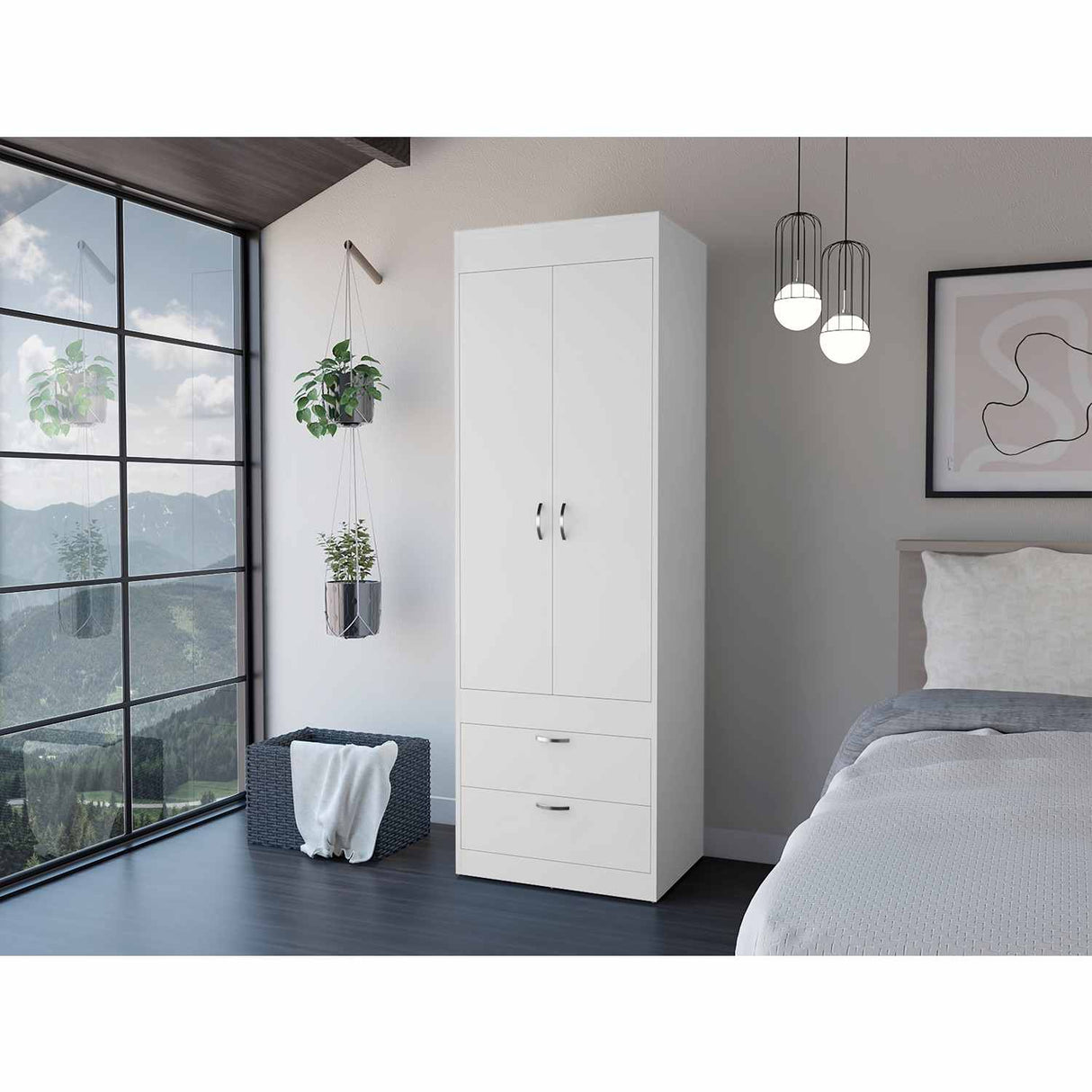 Closet Lisboa Blanco 59x179cm con 2 Cajones sin Entrepaños - Closets | Bylmo