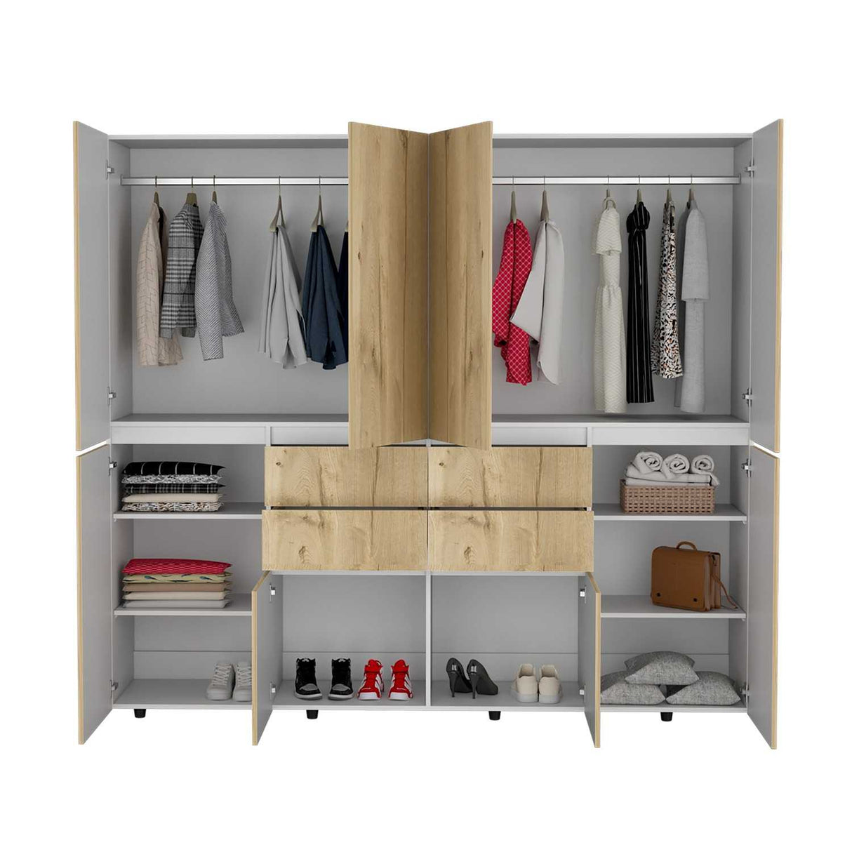 Closet Siruela Duna 220 cm con Cuatro Cajones, Ocho Puertas y Colgadero de Ropa - Closets | Bylmo
