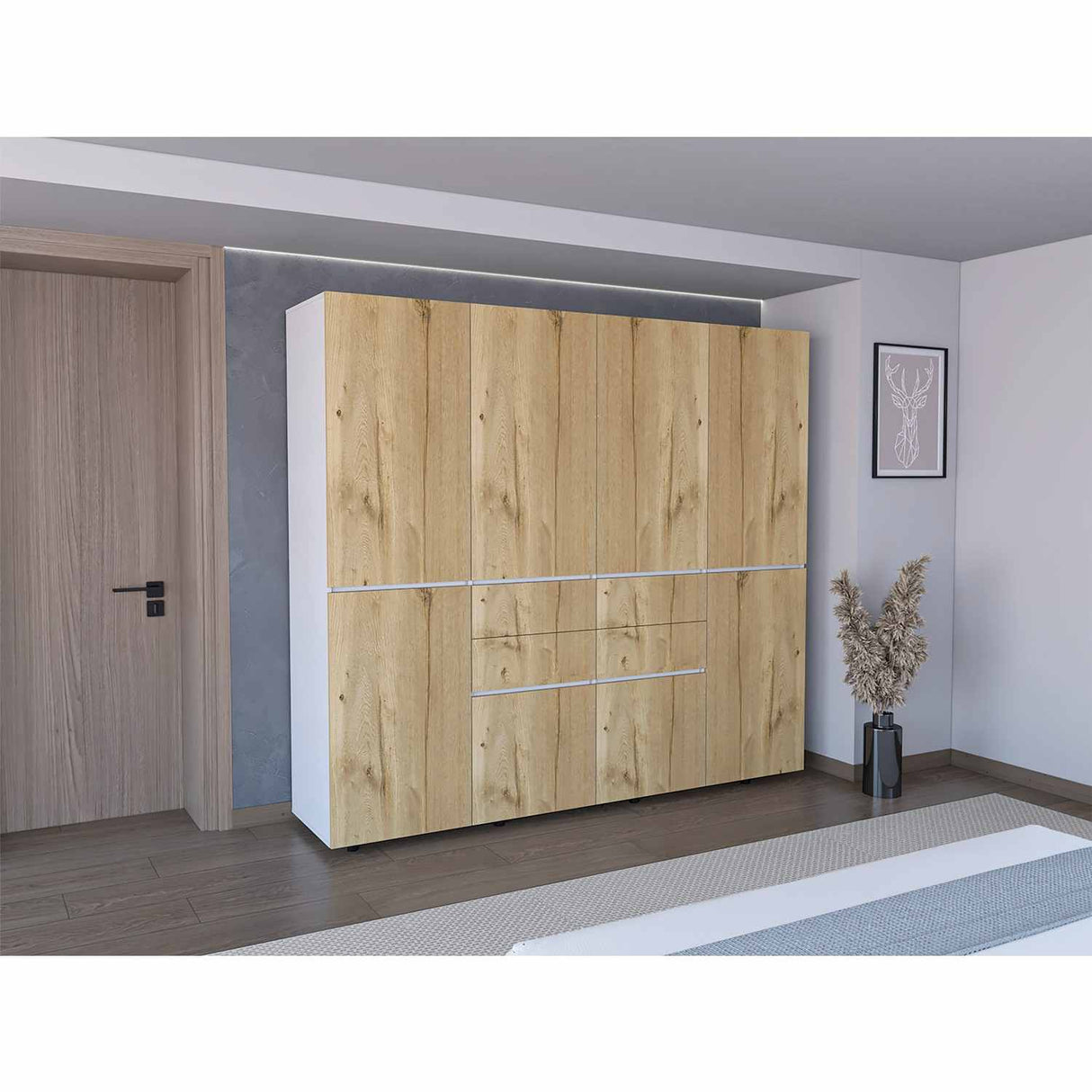 Closet Siruela Duna 220 cm con Cuatro Cajones, Ocho Puertas y Colgadero de Ropa - Closets | Bylmo